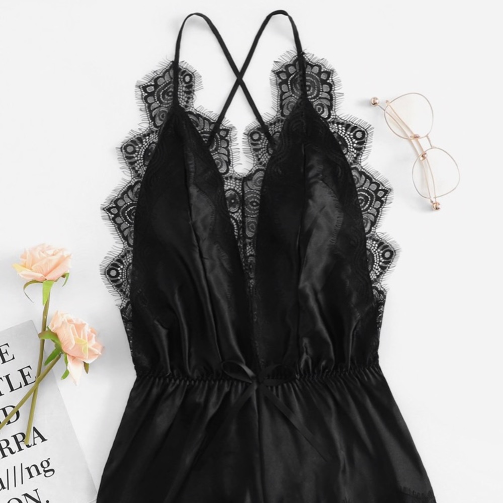 Satin lingerie romper